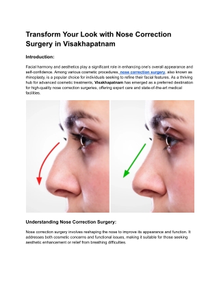 Nose Correction Surgery in Visakhapatnam | Prasad Plastic Surgery