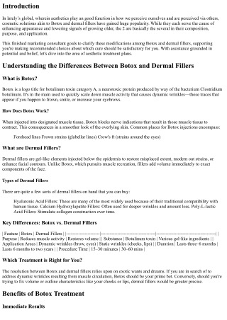 Understanding the Differences Between Botox and Dermal Fillers
