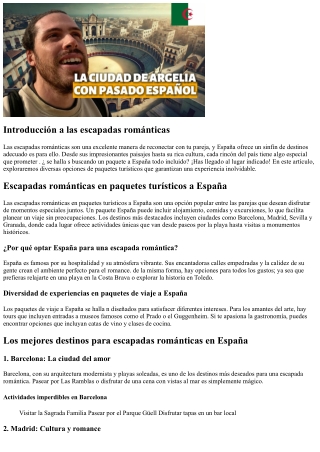 Escapadas románticas en paquetes turísticos a España