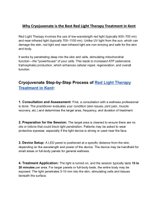 Why Cryojuvenate is the Best Red Light Therapy Treatment in Kent