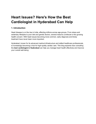Best Cardiologist In Hyderabad | Subash Heart Clinic