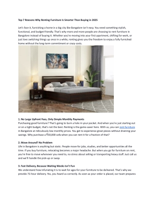 Top 7 Reasons Why Renting Furniture Is Smarter Than Buying in 2025