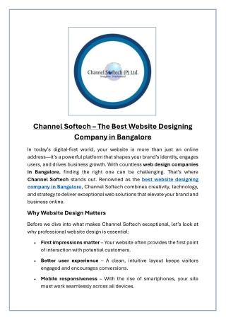 Channel Softech  The Best Website Designing Company in Bangalore