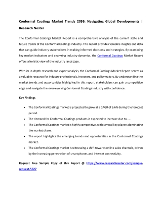 Conformal Coatings Market Report: 2037 Summary