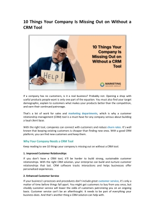 10 Things Your Company Is Missing Out on Without a CRM Tool