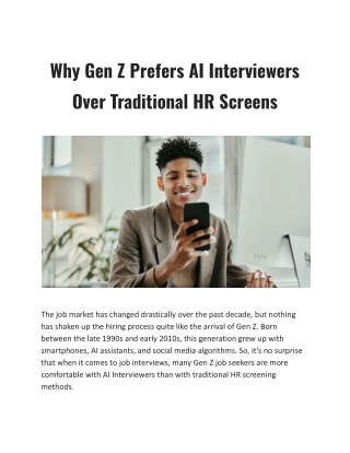 Why Gen Z Prefers AI Interviewers Over Traditional HR Screens
