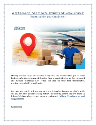 Why Choosing India to Nepal Courier and Cargo Service is Essential for Your Business