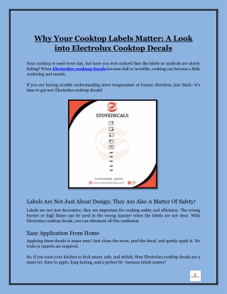 Why Your Cooktop Labels Matter- A Look into Electrolux Cooktop Decals