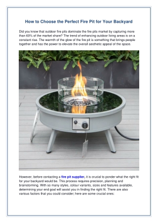 How to Choose the Perfect Fire Pit for Your Backyard