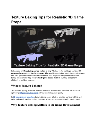 Texture Baking Tips for Realistic 3D Game Props