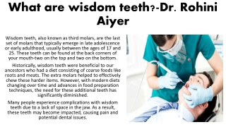 what are wisdom teeth dr rohini aiyer