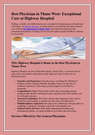 Best Physician in Thane West