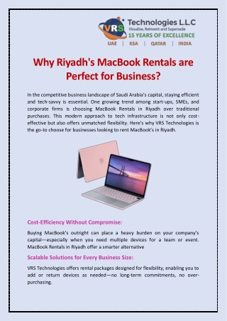 Why Riyadh's MacBook Rentals are Perfect for Business?