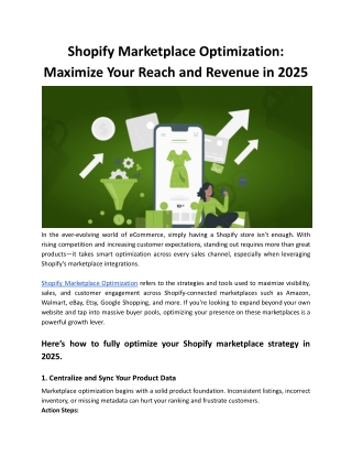 Shopify Marketplace Optimization: Maximize Your Reach and Revenue in 2025