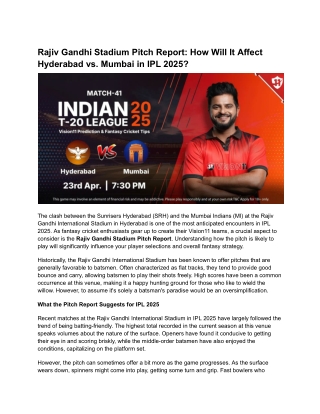 Rajiv Gandhi Stadium Pitch Report_ How Will It Affect Hyderabad vs. Mumbai in IPL 2025_