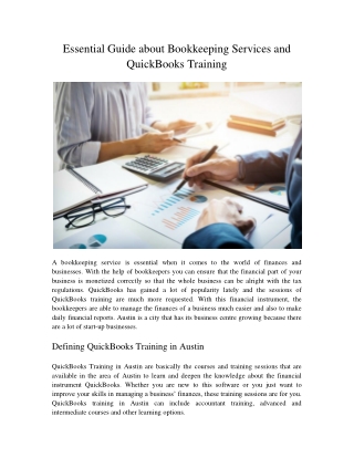 Essential Guide about Bookkeeping Services and QuickBooks Training