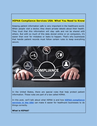 HIPAA Compliance Services USA: What You Need to Know