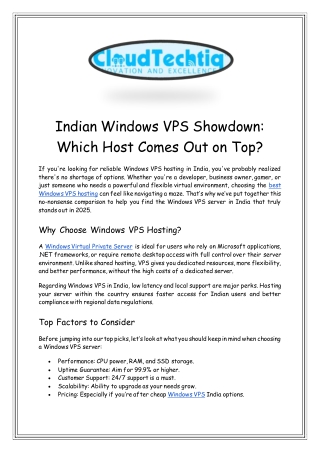 Indian Windows VPS Showdown