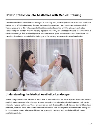 how to transition into aesthetics with medical