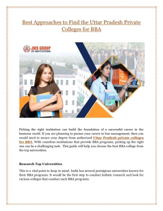 Best Approaches to Find the Uttar Pradesh Private Colleges for BBA