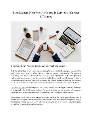 Bookkeepers Near Me: A History in Service of Greater Efficiency