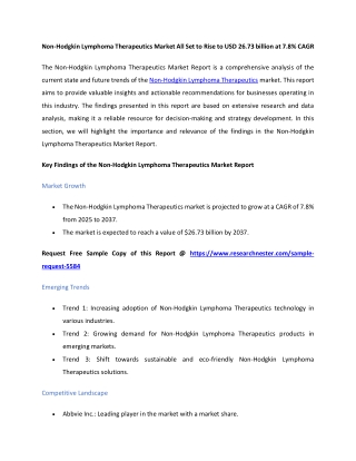 Non-Hodgkin Lymphoma Therapeutics Market Size 2037