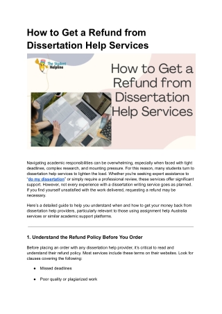 How to Get a Refund from Dissertation Help Services