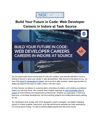 Build Your Future in Code_ Web Developer Careers in Indore at Task Source