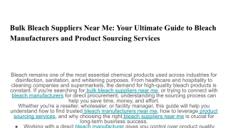 Bulk Bleach Suppliers Near Me_ Your Ultimate Guide to Bleach Manufacturers and Product Sourcing Services