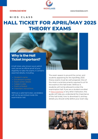 Hall Ticket for AprilMay 2025 Theory Exams – Download Now