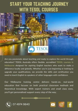 Start Your Teaching Journey with TESOL Courses