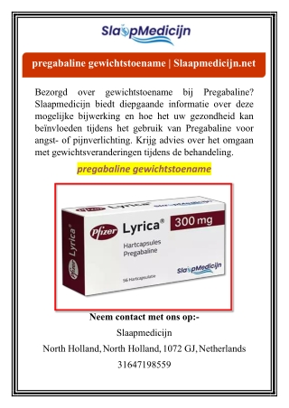 pregabaline gewichtstoename | Slaapmedicijn.net