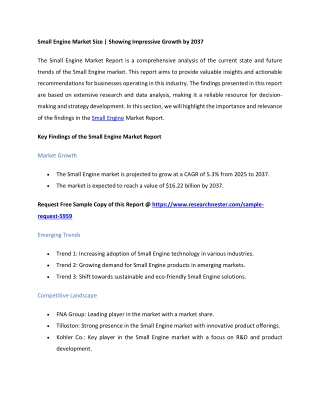 Small Engine Market Size, A Comprehensive Outlook and Forecast for 2025-2037
