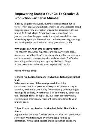 Advertising Agency in Mumbai | Smart Magic Productions