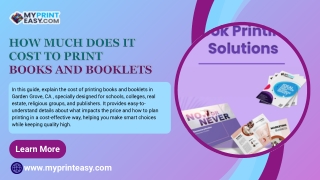 in this guide explain the cost of printing books