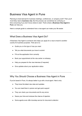 Exclusive Business Visa Experts in Pune