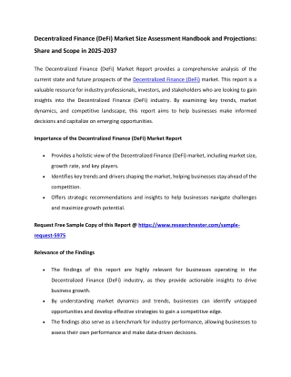 Decentralized Finance (DeFi) Market is Rising in Upcoming Years | 2037
