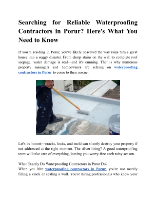 Waterproofing Contractors in Porur