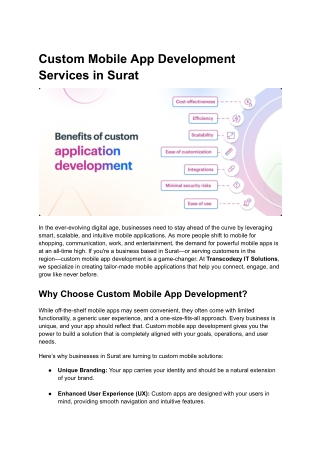 custom mobile app development services in surat