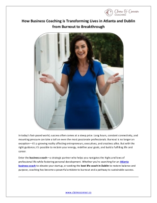 How Business Coaching is Transforming Lives in Atlanta and Dublin from Burnout to Breakthrough
