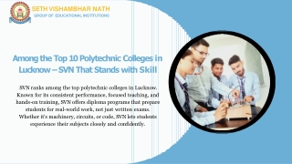 Among the Top 10 Polytechnic Colleges in Lucknow – SVN That Stands with Skill