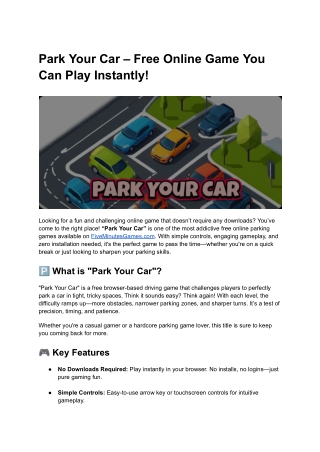 Park Your Car – Free Online Game You Can Play Instantly! by Five Minutes Games