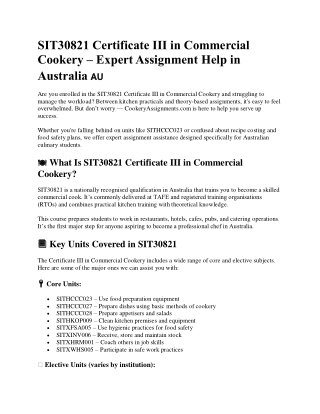 SIT30821 Certificate III in Commercial Cookery