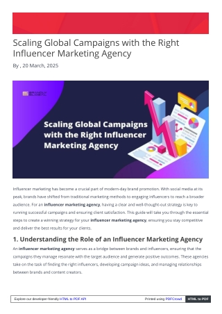 Scaling Global Campaigns with the Right Influencer Marketing Agency