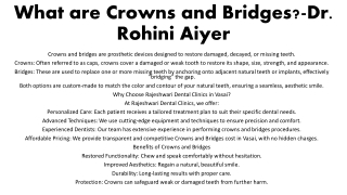 what are crowns and bridges dr rohini aiyer