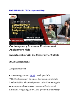 UoS BABS L4 T1 CBE Assignment Help