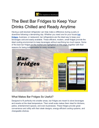 The Best Bar Fridges to Keep Your Drinks Chilled and Ready Anytime