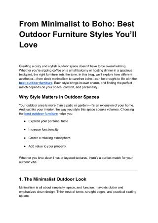 From Minimalist to Boho: Best Outdoor Furniture Styles You’ll Love
