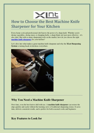 How to Choose the Best Machine Knife Sharpener for Your Kitchen