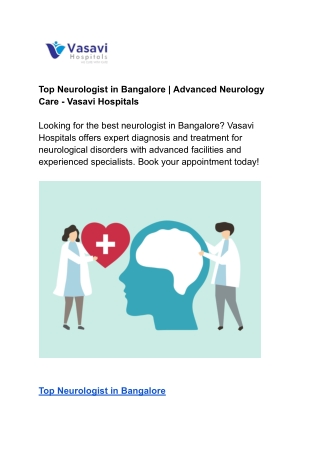 Top Neurologist in Bangalore
